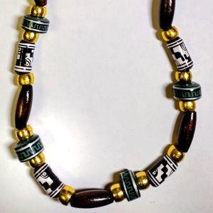 Aztec style wood bead necklace